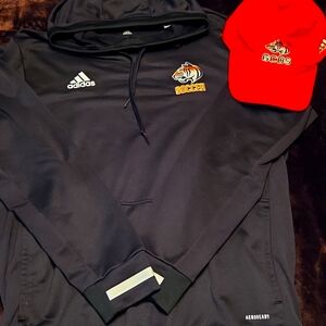 GCDS Black Hoodie And Orange Baseball Cap